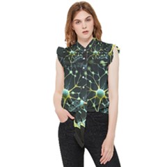 Ai Generated Neuron Network Connection Frill Detail Shirt by Ravend