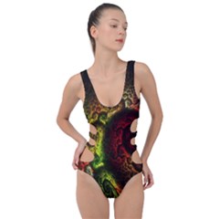 Green And Red Lights Wallpaper Fractal Digital Art Artwork Side Cut Out Swimsuit by uniart180623
