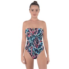 Leaves Leaf Pattern Patterns Colorfu Tie Back One Piece Swimsuit by uniart180623