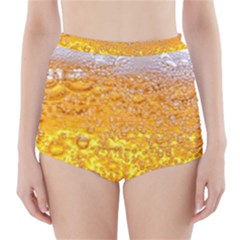 Texture Pattern Macro Glass Of Beer Foam White Yellow Bubble High-waisted Bikini Bottoms by uniart180623