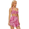Pink Roses Pattern Floral Patterns Vintage Style Bikini Top and Skirt Set  View3