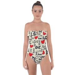 Love Abstract Background Textures Creative Grunge Tie Back One Piece Swimsuit by uniart180623