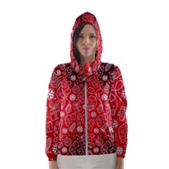 Christmas Pattern Red Women s Hooded Windbreaker by uniart180623