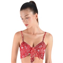 Christmas Pattern Red Woven Tie Front Bralet by uniart180623