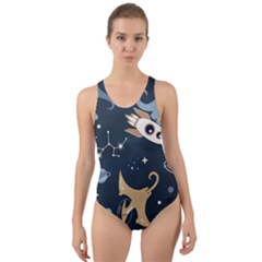Space Theme Art Pattern Design Wallpaper Cut-out Back One Piece Swimsuit by Simbadda