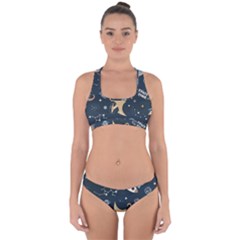 Space Theme Art Pattern Design Wallpaper Cross Back Hipster Bikini Set by Simbadda