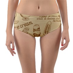 Ice-cream-vintage-pattern Reversible Mid-waist Bikini Bottoms by Simbadda