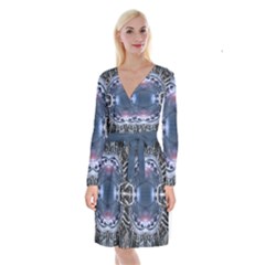 We Are The Future Long Sleeve Velvet Front Wrap Dress by dflcprintsclothing