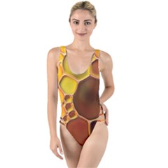 Abstract Oil Painting High Leg Strappy Swimsuit by Excel