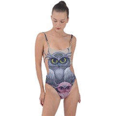 Graffiti Owl Design Tie Strap One Piece Swimsuit by Excel