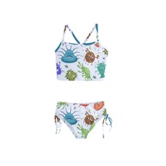 Dangerous-streptococcus-lactobacillus-staphylococcus-others-microbes-cartoon-style-vector-seamless-p Girls  Tankini Swimsuit by Simbadda