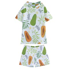 Seamless-tropical-pattern-with-papaya Kids  Swim Tee And Shorts Set