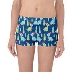 Cute-dinosaurs-animal-seamless-pattern-doodle-dino-winter-theme Reversible Boyleg Bikini Bottoms by Simbadda