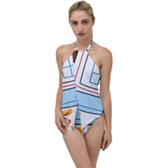 Sketch Line Art Doodles Design Go With The Flow One Piece Swimsuit by Grandong