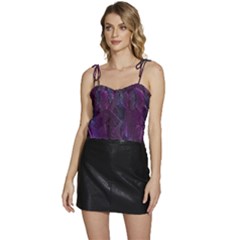 Feather Pattern Texture Form Flowy Camisole Tie Up Top by Grandong