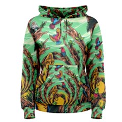 Monkey Tiger Bird Parrot Forest Jungle Style Women s Pullover Hoodie by Grandong