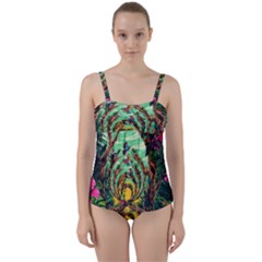 Monkey Tiger Bird Parrot Forest Jungle Style Twist Front Tankini Set by Grandong
