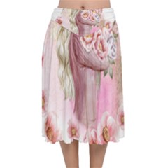 Women With Flowers Velvet Flared Midi Skirt by fashiontrends