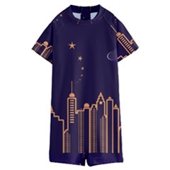 Skyscraper Town Urban Towers Kids  Boyleg Half Suit Swimwear by Bangk1t
