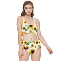 Sunflower Flower Seamless Frilly Bikini Set by Amaryn4rt