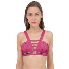 Watermelon Fruit Summer Red Fresh Food Healthy Cage Up Bikini Top by pakminggu