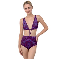 Mazipoodles Origami Chintz - Magenta Blue Fuchsia Black Tied Up Two Piece Swimsuit by Mazipoodles