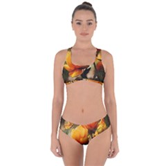 Yellow Butterfly Flower Criss Cross Bikini Set by artworkshop
