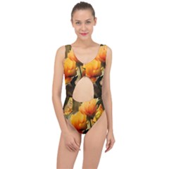 Yellow Butterfly Flower Center Cut Out Swimsuit by artworkshop