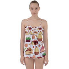 Dessert And Cake For Food Pattern Babydoll Tankini Set by Grandong