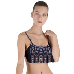 Chartres Cathedral Notre Dame De Paris Stained Glass Layered Top Bikini Top  by Grandong