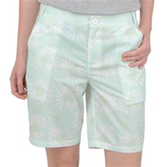 Mazipoodles Bold Daisies Spearmint Women s Pocket Shorts by Mazipoodles