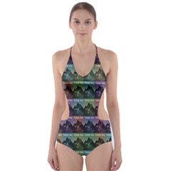 Inspirational Think Big Concept Pattern Cut-out One Piece Swimsuit by dflcprintsclothing