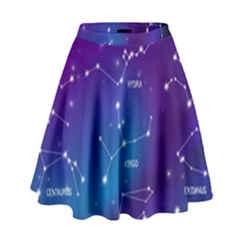 Realistic Night Sky With Constellations High Waist Skirt by Cowasu