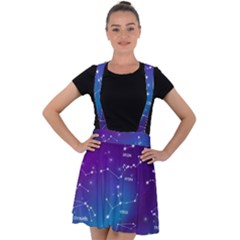 Realistic Night Sky With Constellations Velvet Suspender Skater Skirt by Cowasu