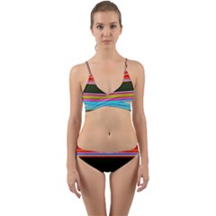Horizontal Line Colorful Wrap Around Bikini Set