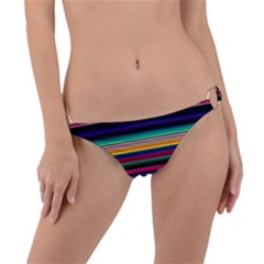 Horizontal Lines Colorful Ring Detail Bikini Bottoms by Grandong