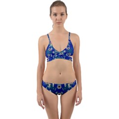 Oilpainting Blue Flowers In The Peaceful Night Wrap Around Bikini Set by pepitasart