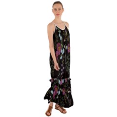 Embroidery-trend-floral-pattern-small-branches-herb-rose Cami Maxi Ruffle Chiffon Dress by pakminggu