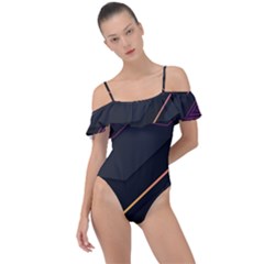 Gradient-geometric-shapes-dark-background Frill Detail One Piece Swimsuit