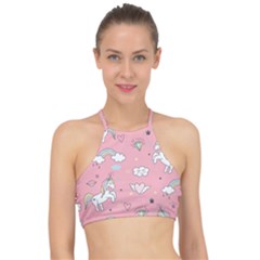 Cute-unicorn-seamless-pattern Halter Bikini Top by pakminggu