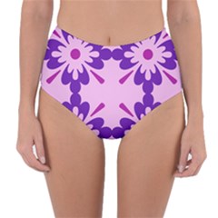 Pink And Purple Flowers Pattern Reversible High-waist Bikini Bottoms by shoopshirt