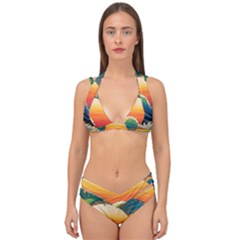 Waves Rainbow Sea Double Strap Halter Bikini Set