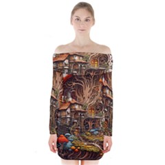 House Mushrooms Long Sleeve Off Shoulder Dress by pakminggu