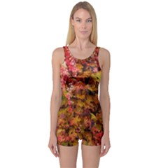 Red And Yellow Ivy  One Piece Boyleg Swimsuit by okhismakingart