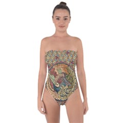 Wings-feathers-cubism-mosaic Tie Back One Piece Swimsuit by Bedest