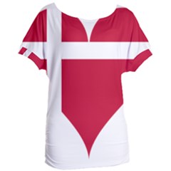 Heart-love-flag-denmark-red-cross Women s Oversized T-shirt by Bedest