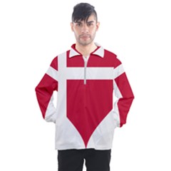 Heart-love-flag-denmark-red-cross Men s Half Zip Pullover by Bedest