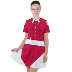 Heart-love-flag-denmark-red-cross Short Sleeve Shoulder Cut Out Dress  by Bedest