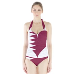 Heart-love-flag-qatar Halter Swimsuit by Bedest