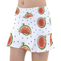 Seamless Background Pattern With Watermelon Slices Classic Tennis Skirt by pakminggu